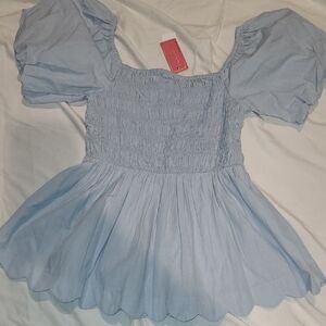 Simply Southern Blue Smocked Top
